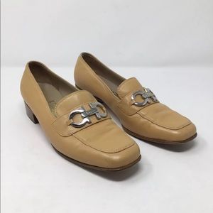 Womens Salvatore Ferragamo Loafers Shoes Leather Tan Size 6